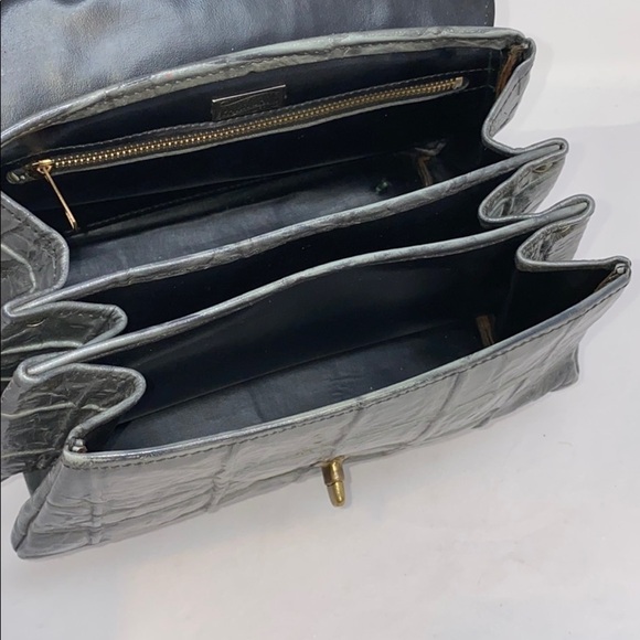Parkland Vintage Gray Croc Embossed Leather Bag - Picture 10 of 14